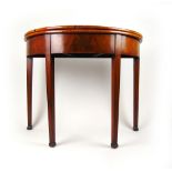 An 18th century mahogany and inlaid demi-lune tea table,