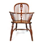 A 19th century ash Windsor chair,