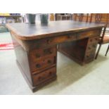 A 19th century mahogany twin pedestal partner's desk (A/F)