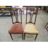 Two early 20th century walnut inlaid bedroom chairs