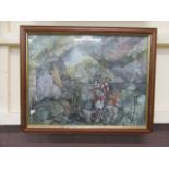 A framed and glazed print of St George slaying dragon