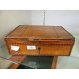 A 19th century sandalwood and parquetry strung box