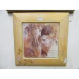 A modern framed plaque of lovers