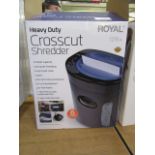 A boxed heavy duty crosscut shredder CONDITION REPORT: Item did not power on when
