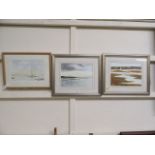 Three framed and glazed watercolours of coastal scenes