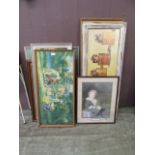 A selection of framed and glazed prints of various subjects