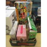 A tray containing an assortment of children's boxed games to include Machine Maker construction kit,