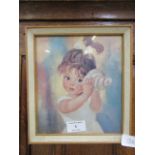 A mid-20th century framed and glazed young girl with shell