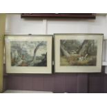 Two framed and glazed prints depicting pheasant shooting