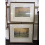 A pair of framed and glazed prints of seascapes