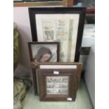 A selection of framed and glazed prints, etc to include Widdicombe Fair, The Tailor's war,