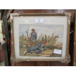 A framed and glazed watercolour titled 'The Zouaves Ruse'