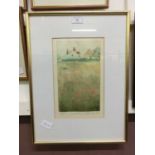 A framed and glazed limited edition print no.36/75, of a poppy field signed Owen Jones