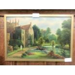 A framed oil on board of country manor scene signed Willis Pryce
