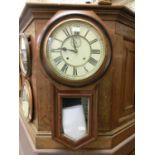 A late 19th century mahogany and ebonised cased drop dial wall clock