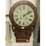 A late 19th century walnut and parquetry banded drop dial wall clock (A/F)