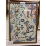 A framed and glazed needlework celebrating the festival of Britain 1951