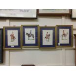 A set of four framed and glazed prints of military horsemen after Greensmith