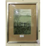 A framed and glazed pen and watercolour itled 'Blossom' signed J.F.Black