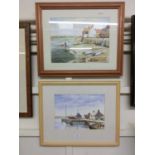 Two framed and glazed watercolours of harbour scenes, both signed Fitzpatrick