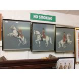 Three framed and glazed needleworks depicting Lipizzaner