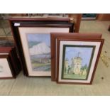 Four framed and glazed watercolours signed Carmichael along with one other