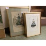 Seven framed and glazed fashion prints