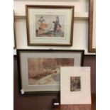 Two framed and glazed Russell Flint prints along with an unframed print