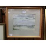 A framed and glazed watercolour of estuary scene signed Joyce Hanna