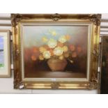 A framed oil on canvas of still life signed Robert Cox