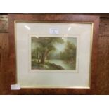 A framed and glazed oil on canvas of river through woodland scene signed 'Cafieri'