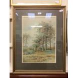 A framed and glazed watercolour of countryside scene signed Harrison 1883