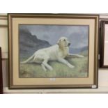 A framed oil on board of Labrador titled 'Jess Pig' signed Shutt