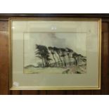 A framed and glazed watercolour of landscape scene signed Kay Calcutt