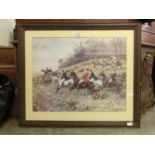 A framed and glazed hunting print