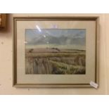 A framed and glazed watercolour titled 'Looking North' signed Nancy Pelling