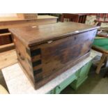 A late Victorian stained pine travelling trunk