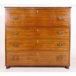 A late 18th century mahogany secretaire chest of drawers, the secretaire drawer with fitted interior