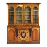 A mid 19th century oak bookcase made by Kendal Bros. of Warwick for John Margetts of 32 High St.