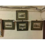 Four framed and glazed hand coloured etchings of Liverpool