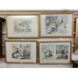 A set of three framed and glazed and one unglazed comical prints after W.Holland