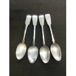 Four silver hallmarked teaspoons approx weight 58g