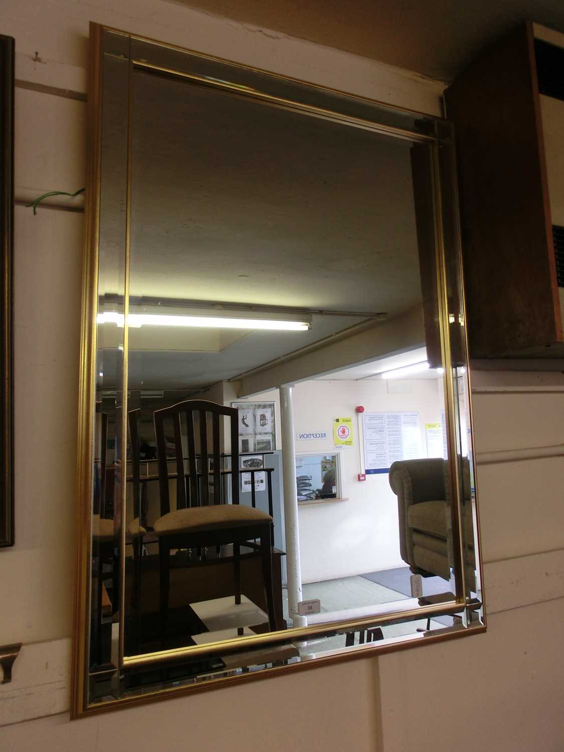 A modern rectangular bevel glass mirror - Image 2 of 2