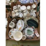 Two trays of ceramic ware to include part India Tree tea set, ginger jar, Royal Worcester tureens,