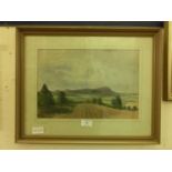 A framed and glazed watercolour titled 'The Malverns'