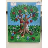 An oil on canvas of comical cherry tree by Sophie Lanrigne