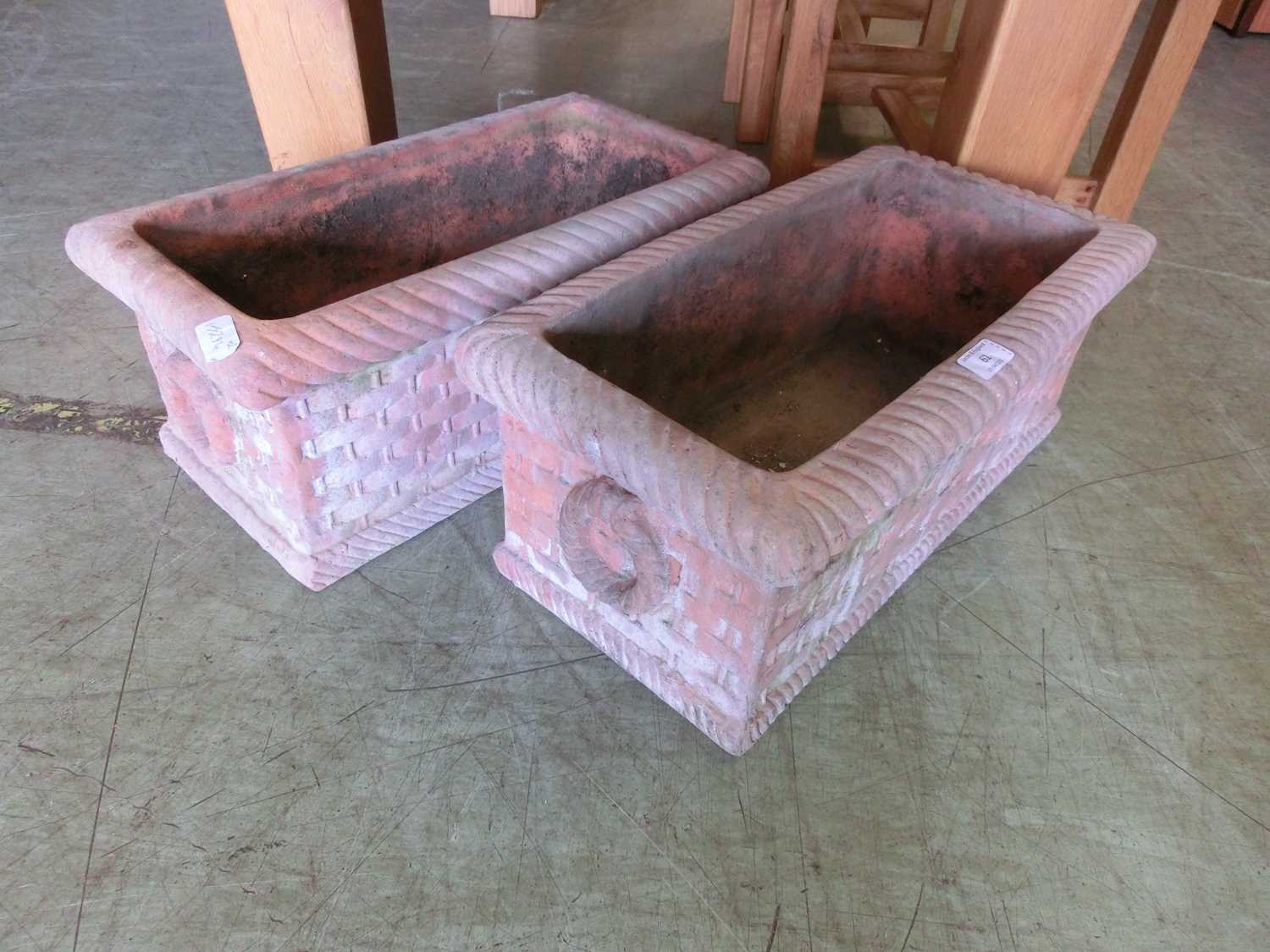 A pair of garden troughs