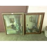 Two early 20th century framed prints of interior scenes