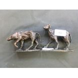 Two bronze models of dogs