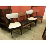 Two pairs of mid-20th century dining chairs
